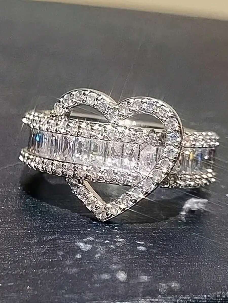 1 PC Romantic 925 Sterling Silver Cubic Zirconia Rings Wedding Jewelry For Women Fine Jewelry