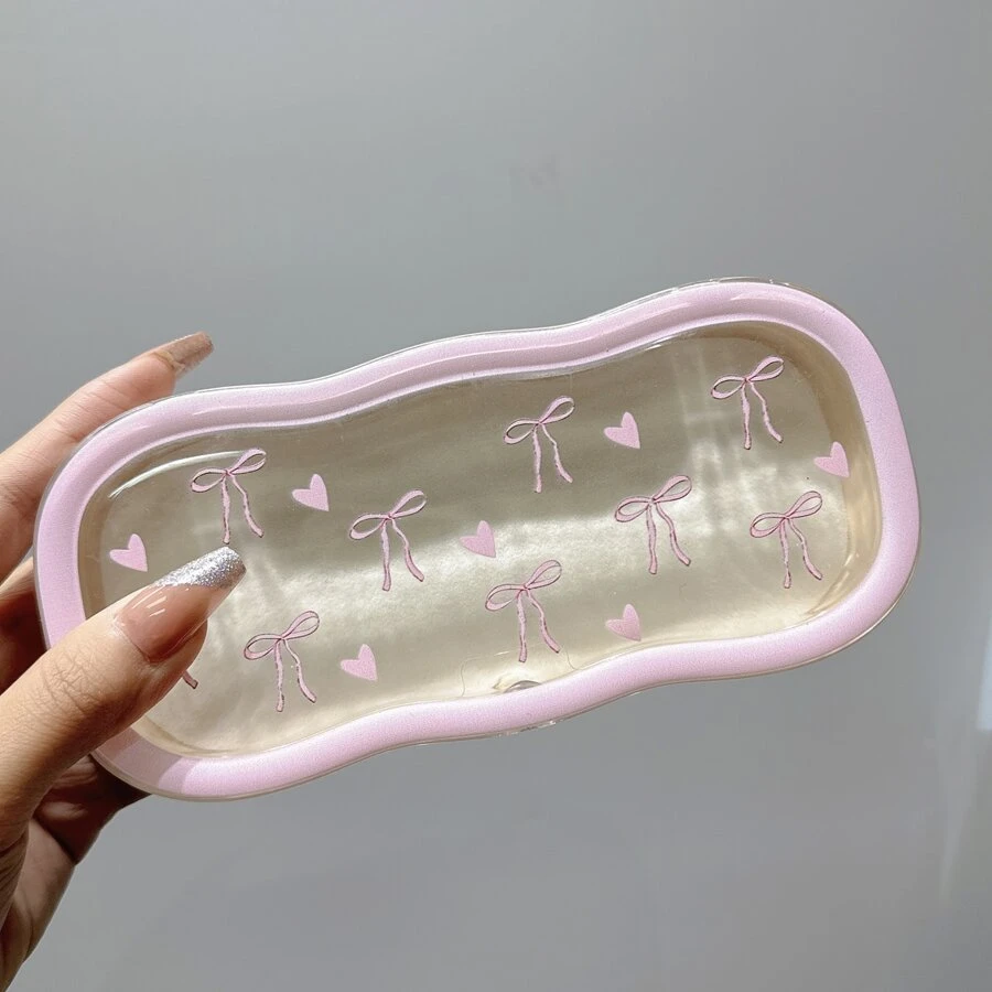 Boîte miroir en forme de nœud d'amour, design de boîte à succion magnétique transparente et résistante à la pression avec nuage. Boîte de rangement rétro pour lunettes de vue et de soleil, parfaite comme cadeau mignon pour anniversaire, révélation de sexe, anniversaire, mariage, fête, cadeau idéal pour collègues, amis et famille, rentrée scolaire