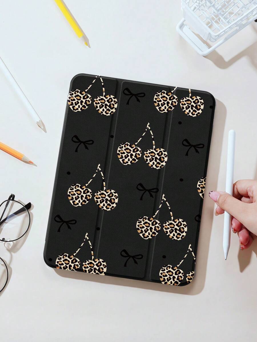 1 pieza Funda protectora plana compatible con iPad 10.2 pulgadas, iPad Pro 11 2021/2020/generación 10, iPad Mini 4/5/6, Galaxy Tab A8 10.5 pulgadas 2022, Matepad 10.4/Tab, con ranura para lápiz, anti caídas, cubierta protectora con soporte tipo atril, con estampado de lazo, leopardo y flor de cerezo