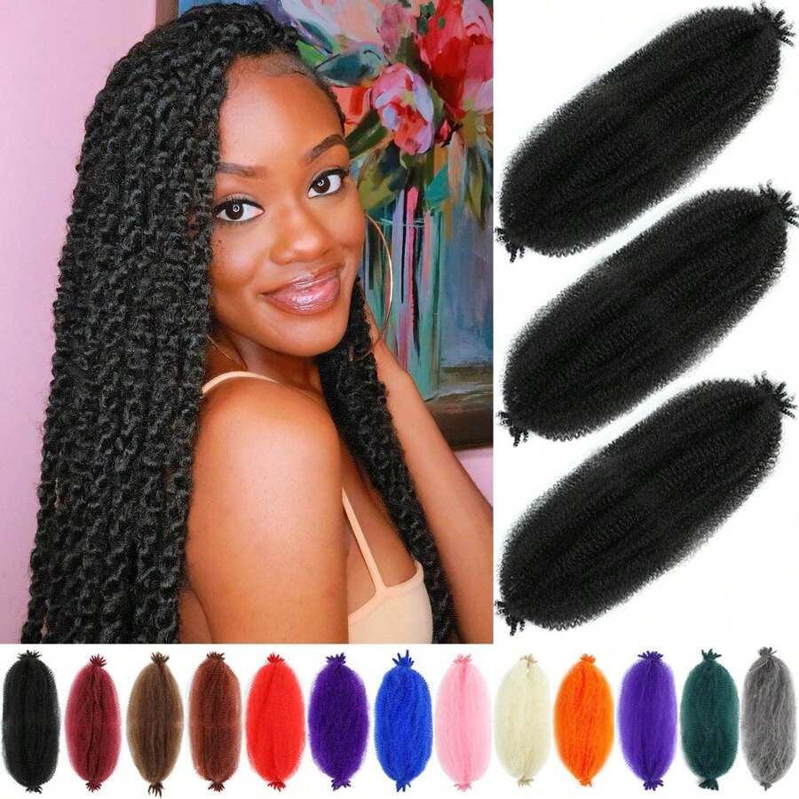 Federnde Afro-Twist Haare 1/3/8 Packungen Marley Twist Flechthaare 8-26 Zoll vorab getrennte schwarze krause Twist Flechthaare Frauen Afro Federkern Twist Haare zum Umwickeln von Soft Locs
