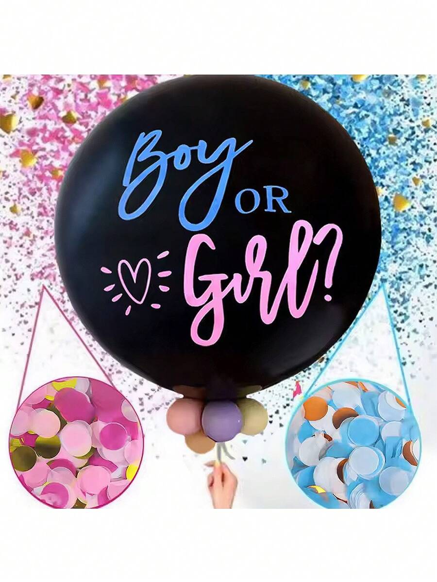 Palloncino nero da 36 pollici con cerchio perfetto per la rivelazione del sesso, decorazione per feste per bambini e bambine "boy or girl"
