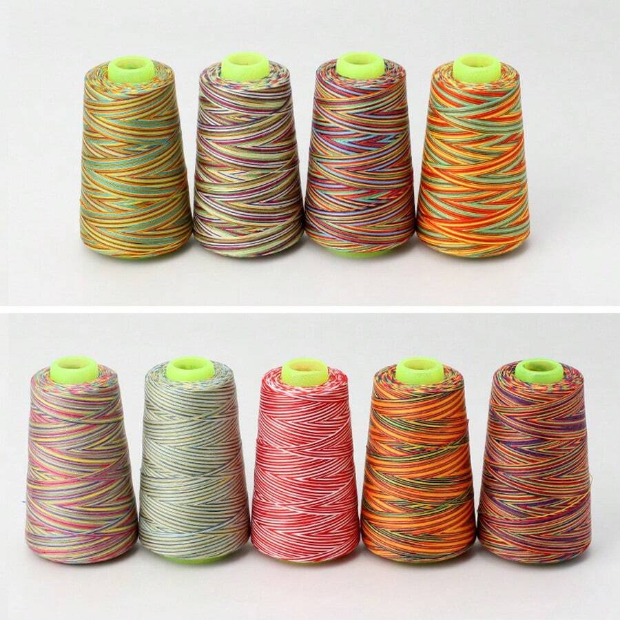 1000yds Multicolor Embroidery Thread, 7 Color Polyester Sewing Thread Cone