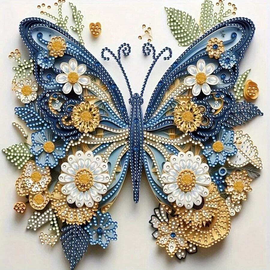 1 st 30*30cm/11.8*11.8in Frameless 5D Asymmetrische Vorm Diamond Painting Kit, DIY Ontwerp Bloemen & Vlinder Patroon Voor Muurdecoratie, Huis Ornamenten, Beginner, Volwassen Cadeau, Thanksgiving