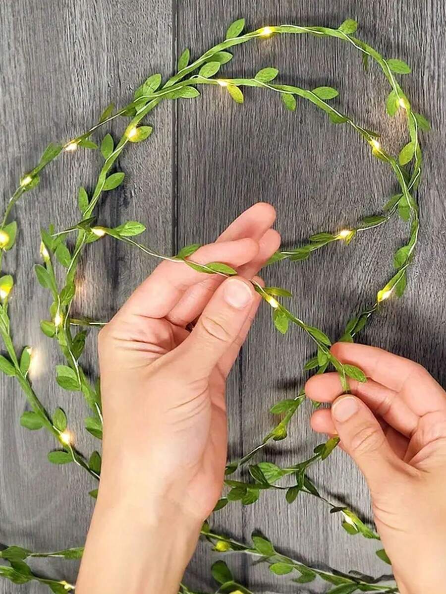 78 Inch Green Leaves Fairy Lights String, Wedding Dining Table Decor Lights, Indoor Wreath Holiday Decor Lights (Batteries Not Included), Suitable For Wedding Centerpiece, Backdrop Decor, Christmas Tree Ornaments