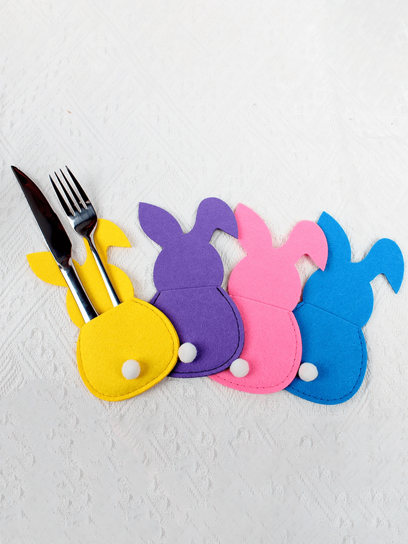 Bolsa de cuchillo y tenedor con diseño de conejo de Pascua, Juego de cubiertos con diseño de conejo, Adecuado para fiestas de Pascua, Un excelente regalo para familiares y amigos