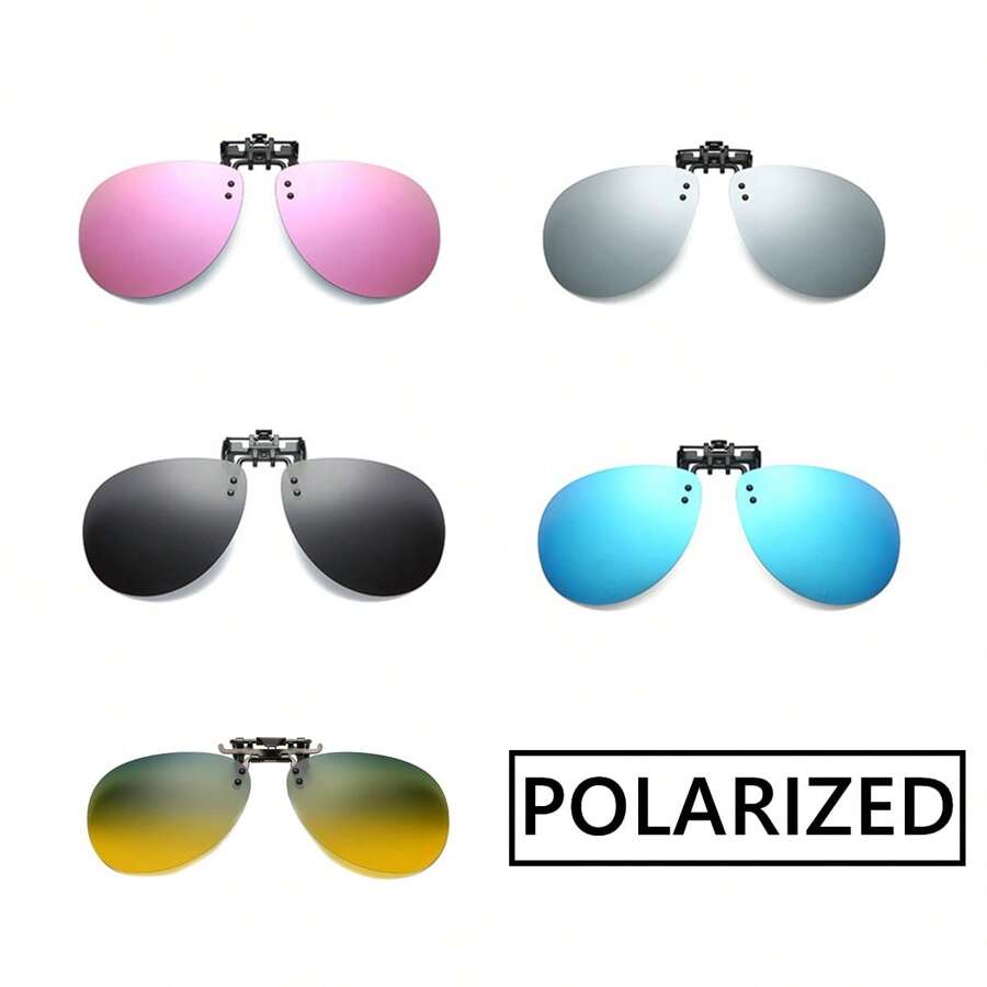 Multi-Color Summer Beach Holiday Unisex Eyeglasses, Round Shape Elegant UV Protection Clip-On Glasses Suitable For Fishing, Driving, Travel, Photography, Couples Clip-On Fit For Various Frames