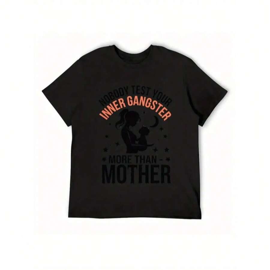 100% Cotton Mother's Day Printed T-Shirt, Stylish And Casual Round Neck Short Sleeves, Breathable Fabric, Suitable For Mother's Day