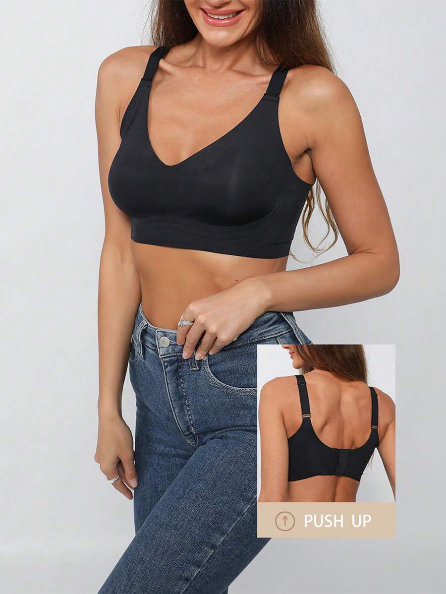 1 pezzo Reggiseno invisibile adesivo senza cuciture per donne, con strisce di gel e supporto morbido, reggiseno push-up invisibile