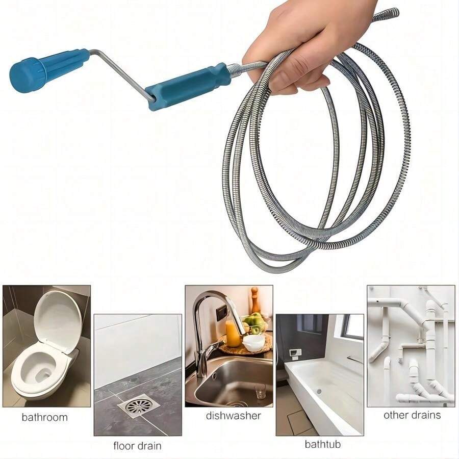 1 Stück Stahlseil Abflussreiniger, Badezimmer Rohrreiniger, biegsames Stahlseil Abflussentferner, Toilettenentleerungswerkzeug, manueller Saugnapf, Feder-Abflussreinigungswerkzeug