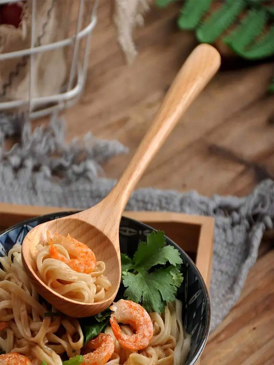 1/2/5 piezas Cucharas de madera de haya de estilo japonés de mango largo, cucharas de arroz, cucharas pequeñas, cucharas de madera de cocina, cucharas de madera grandes, set de 3 cucharas, artículos escolares