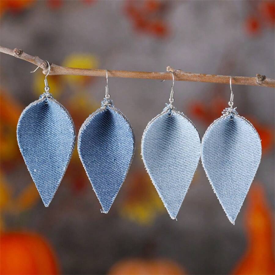 1 Pair Western Ombre Cowboy Style Pendant Earrings, Unique Heart & Water Drop Design Earrings, Versatile For Daily Wear Valentines
