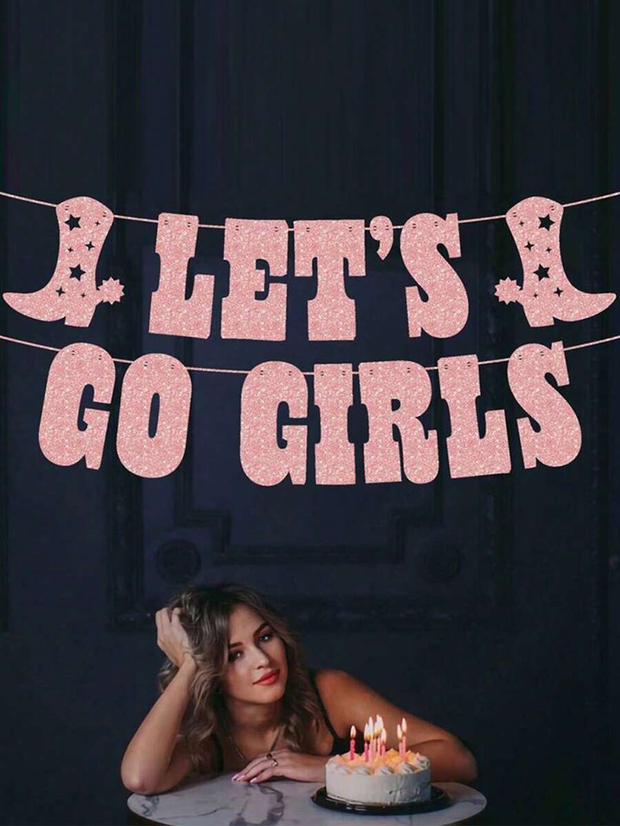 1 Set Let's Go Glitter Banner - Silver, 5 Ft. | Bachelorette Party Decorations, Cowgirl Birthday, Last Rodeo Backdrop, Nashville, Cow Rodeo Theme