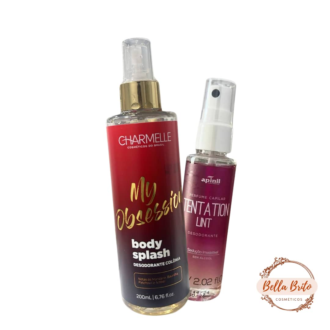 KIT CABELO E CORPO AROMA IRRESISTÍVEL - BODY SPLASH MY OBSESSION + PERFUME CAPILAR TENTATION LINT