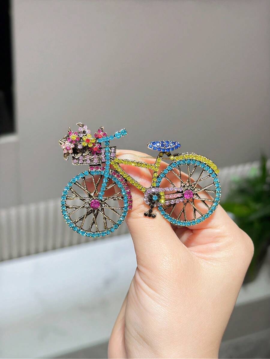 1 pièce Broche de vélo en alliage de zinc colorée et créative, mode polyvalente, accessoire pour veste/manteau