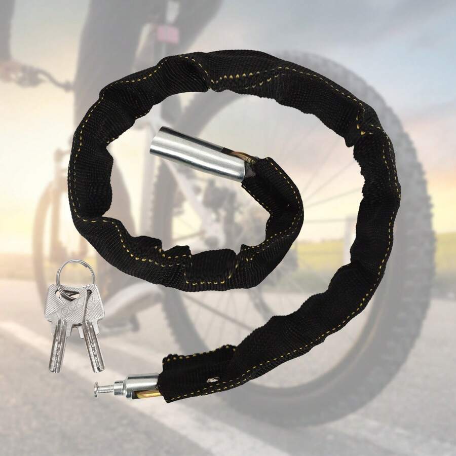 80CM Bike Lock Chain, Anti Theft Anti Cut Bicycle Lock, High Security Cycling Lock With 2 Keys For Bike, Motorcycle, Fence, Gate, Scooter