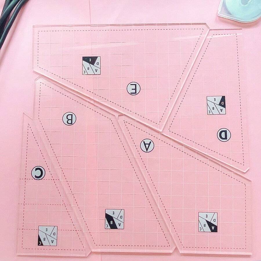 5pcs Acrylic Quilting Templates Set, Transparent Quilt Rulers, For Quilting Patterns, Sewing Machine Compatible, Craft Templates For Arts And Crafts Projects