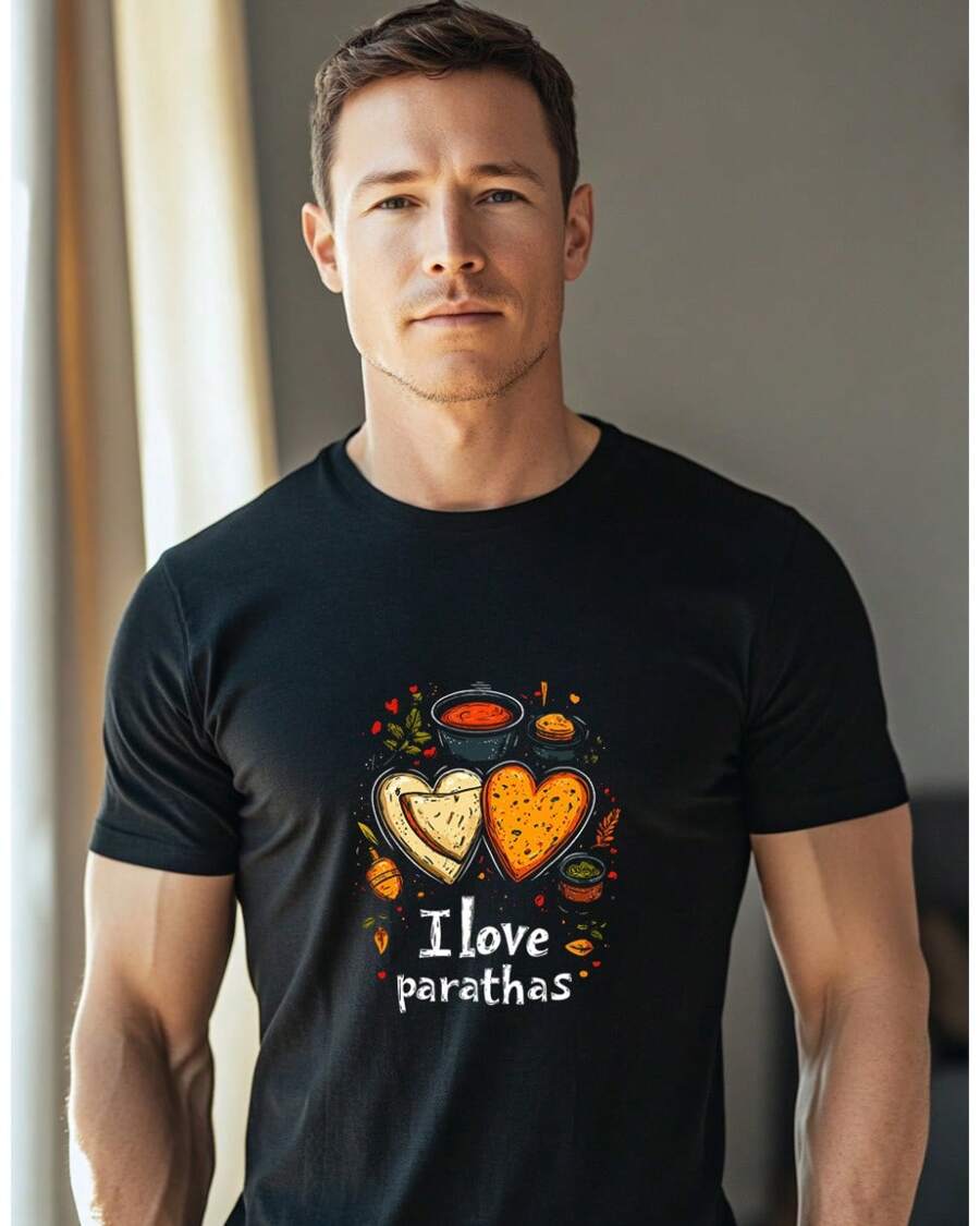 1 Piece,Hearty Paratha Delight With Spicy Seasonings.Jpg,180g Cotton, Printed T-Shir