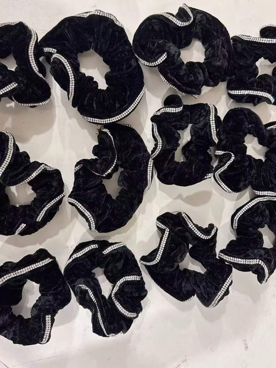 12 Unidades faixas de cabelo de intestino grosso para mulheres com elásticos de cabelo e strass