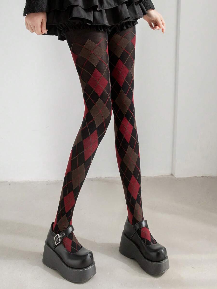 Medias de cuadros escoceses, rayas, verde, terciopelo rojo, medias de nilón con estampado de diamantes, leggings con estampado de gato a cuadros de dibujos animados, mallas de yoga elásticas, transpirables y cómodas que estilizan para mujeres