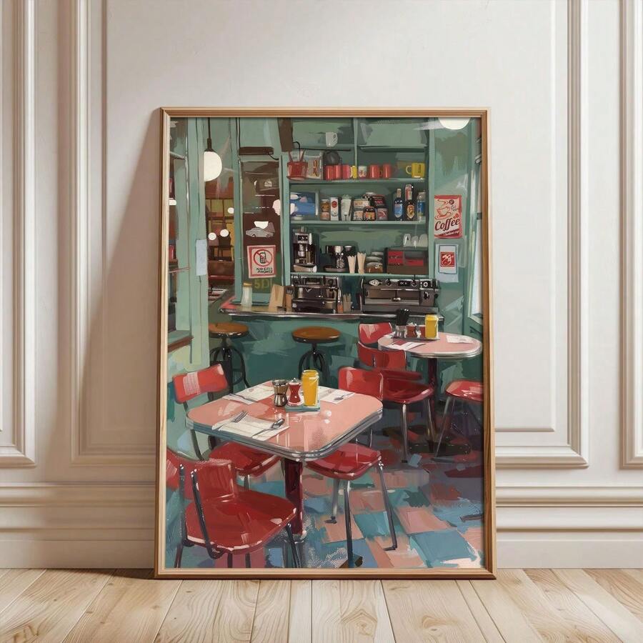 1PC Vintage American Dinner Canvas Art Print - Retro Luce's Diner Poster, Perfect For Bedroom, Living Room & Office Decor, Ideal Gift For Home And Dorm,Frameless