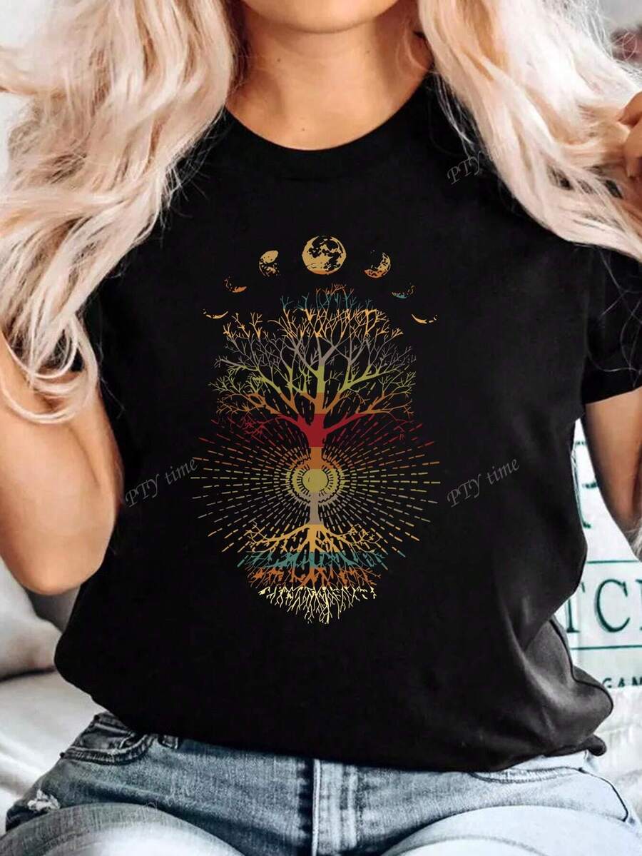 T-shirt à manches courtes unies, décontracté et polyvalent, grande taille