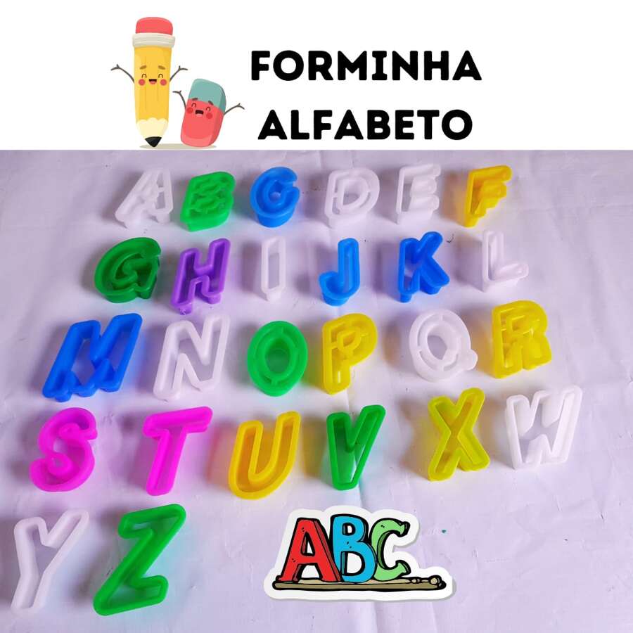 26 FORMINHA DE MODELAR LETRAS CORTADOR (ALFABETO COMPLETO)