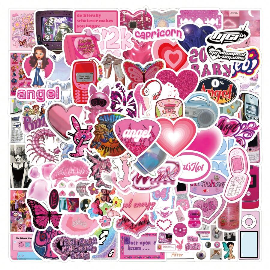 122PCS Roze Y2K-stickers Esthetische vinylstickers Hoge kwaliteit stickers Decals Plakboek, dagboek, laptop, bumper, skateboard, waterflessen, computer, telefoonstickers kunnen veel plezier in je leven brengen, het perfecte cadeau voor volwassenen