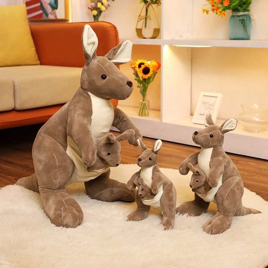 Creative Simulation Kawaii Realistic Easter Egg Bunny, Mother And Child Kangaroo Stuffed Toy Fun Simulation Animal Stuffed Doll Toys Can Be Placed In The Egg Bunny Soft Stuffed Stuffed Doll Decoration For Children's Room, Cute Stuffed Doll Bunny Suitable For Birthday Party Decoration, Christmas, Halloween, Thanksgiving Throw Pillows