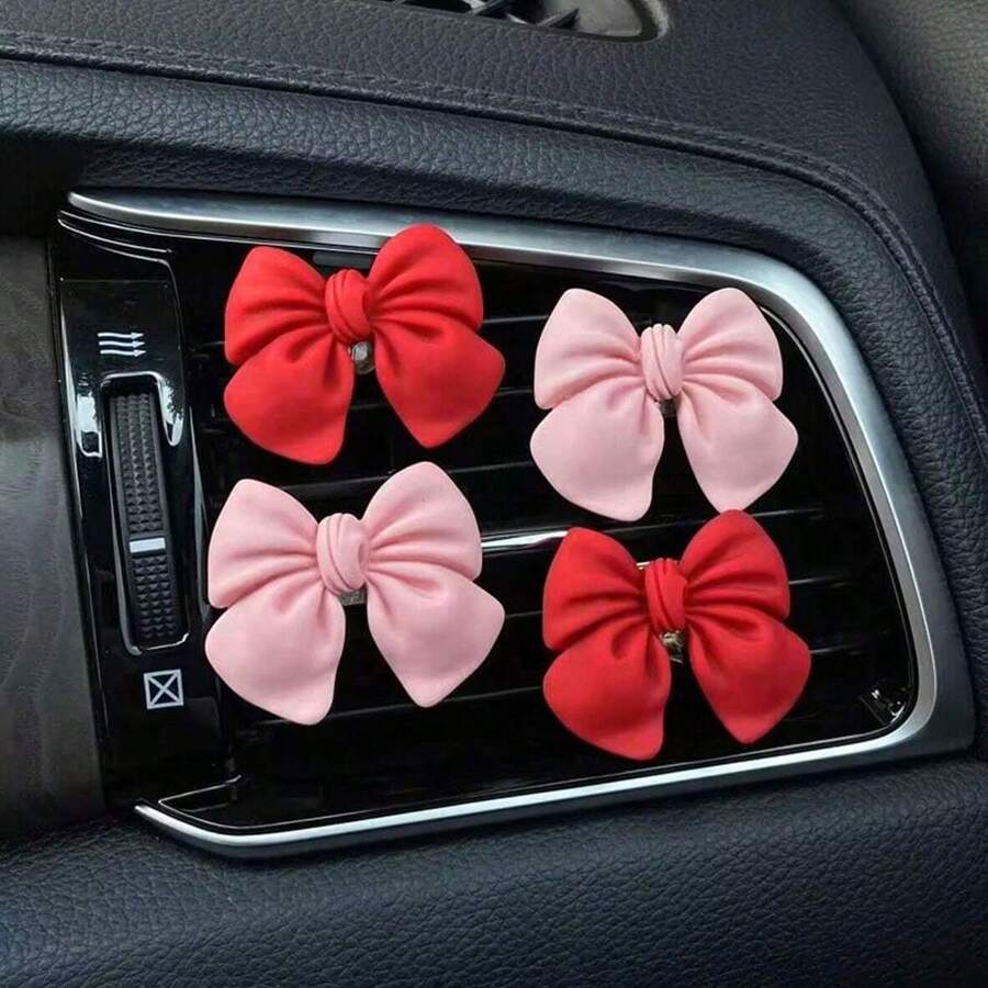 Set de 2 clips decorativos con lazo para las rejillas de ventilación del coche, se adapta a rejillas horizontales y verticales, accesorios para el interior del automóvil