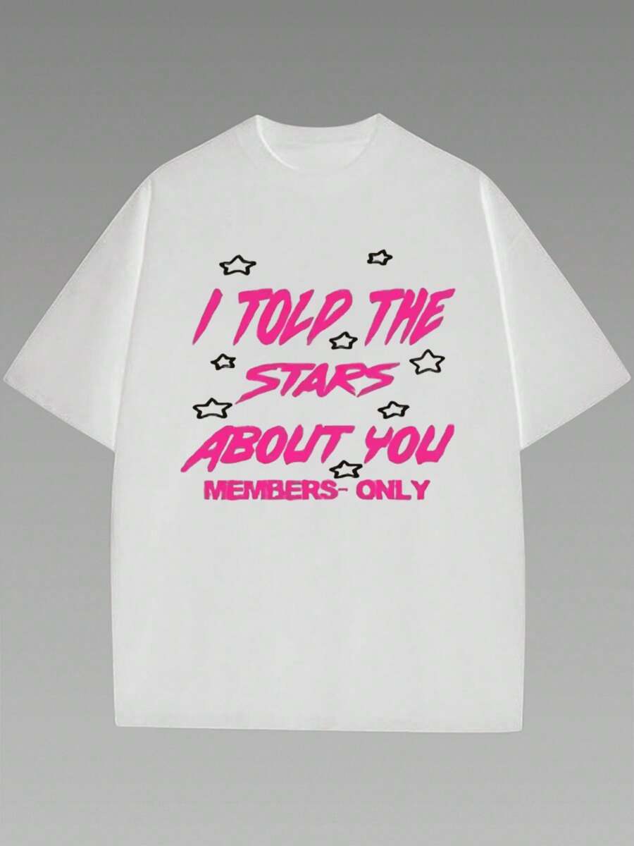 Text Slogan Printed Women's Casual Short Sleeve T-Shirt 1 Pcs Heavy Cotton T Shirt
