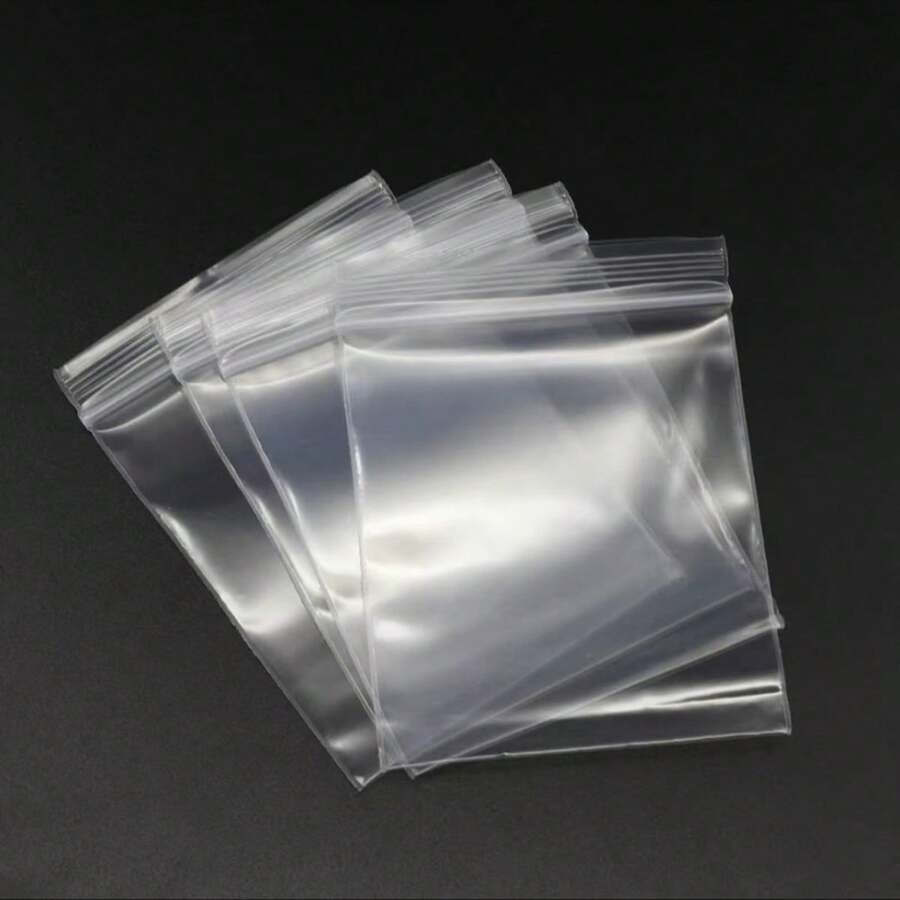 100 pezzi/confezione, borse in plastica trasparente di polietilene spesse con chiusura a zip richiudibile, dimensioni: 4*6cm/5*7cm/6*8cm/7*10cm, per il confezionamento di gioielli e per uso fai-da-te