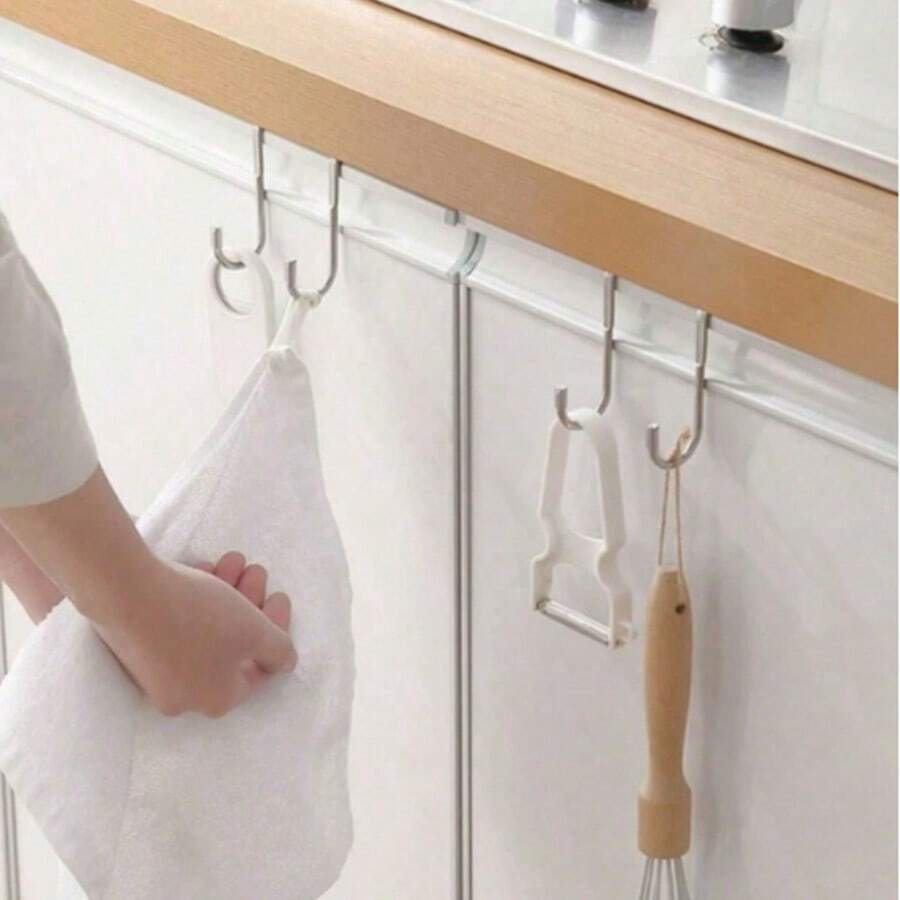 2/1pc Stainless Steel Over-The-Door Drawer Cabinet Hooks - Double S-Shaped Holder For Towels, Clothes, And Sundries - Free Punching - Organize Space Effortlessly