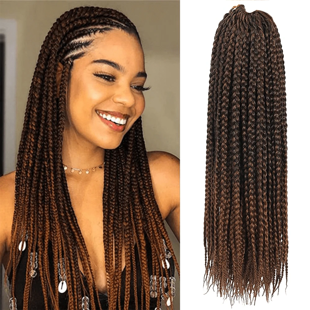 10/14/18/24/30inch Crochet Box Braids Hair Pre Looped Goddess Box Braids Crochet Braiding Hair 1/5/7 Packs Crochet Box Braids 3x Box Braids Crochet Hair, T30
