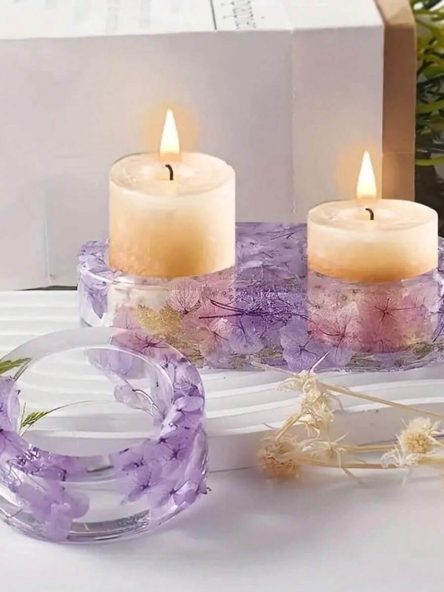 1 pieza Molde de silicona de resina para portavelas, molde de resina epoxi para manualidades de decoración del hogar