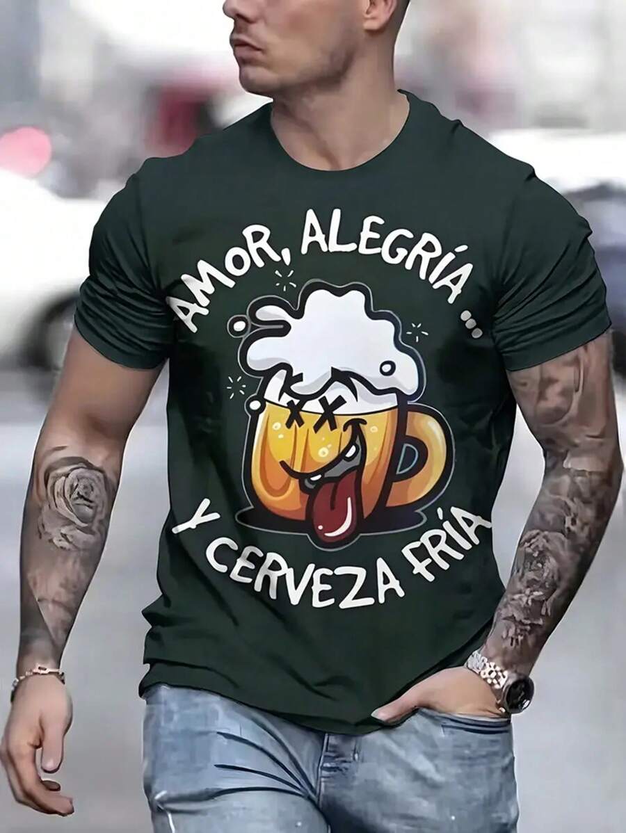 3D Fashion Crew Neck T-Shirt - 100% Polyester Knit Fabric, Regular Fit, 3D Printed Graphic