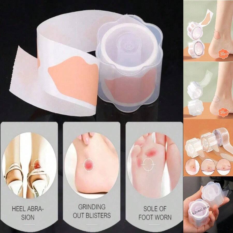 30 pièces Tampons hydrogel - Patchs de gel étanches pour les soins des pieds, utilisés pour les frottements des talons, les ampoules et les abrasions des pieds - Tampons antidouleur avec protection de doublure - Idéal pour les sports et la randonnée!