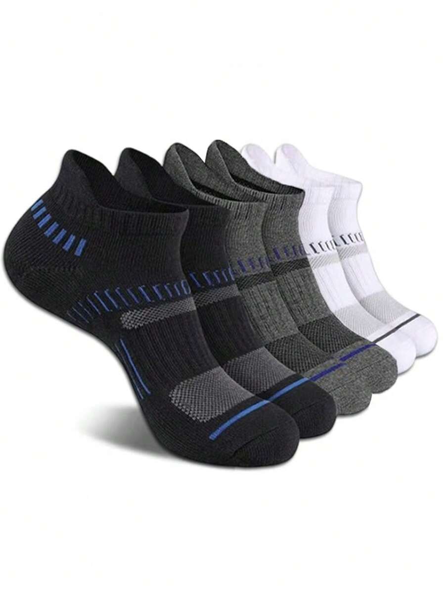 5 paar ademende mesh sportsokken voor heren, enkelhoog, zwart/wit/grijs, geschikt voor basketbal, willekeurige levering, lente/zomer