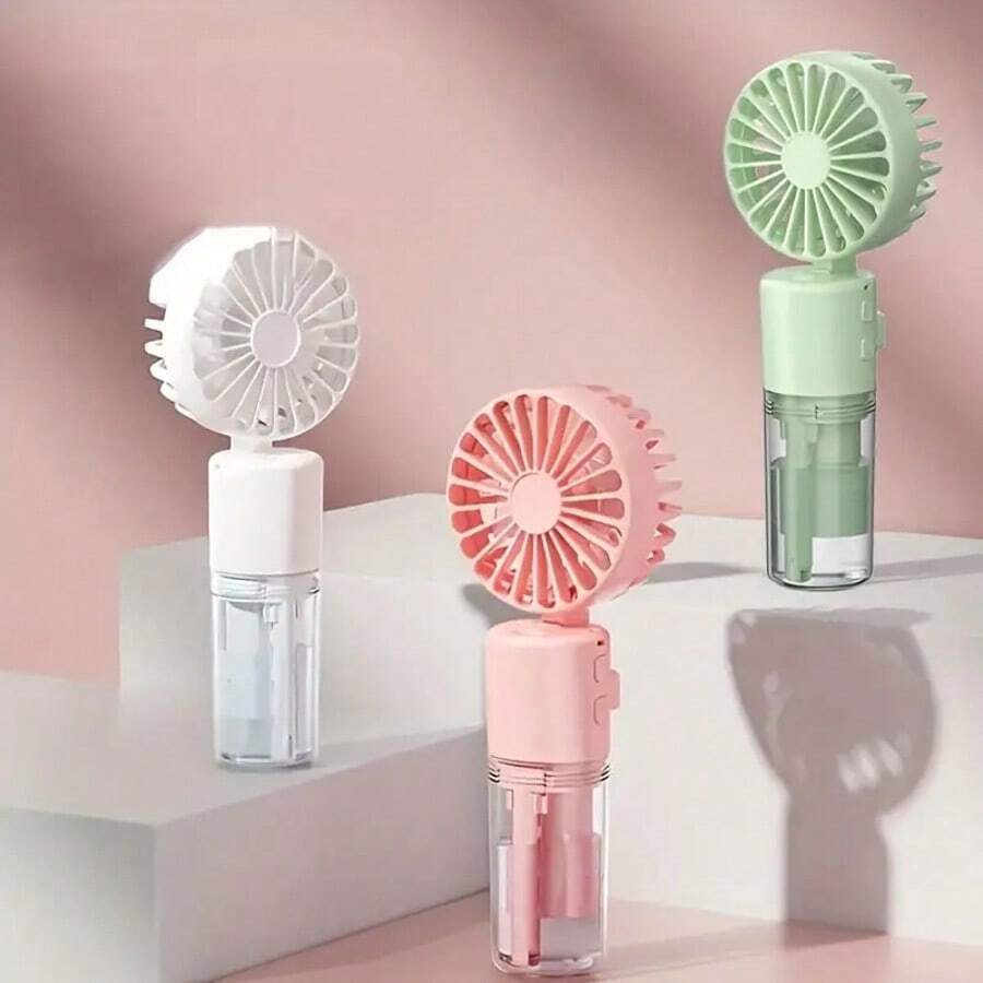 Ventilateur électrique portable avec fonction d'humidification, ventilateur pliable à main pour brumisation et refroidissement, ventilateur mini USB rechargeable, rafraîchissant pour une utilisation intérieure et extérieure en été