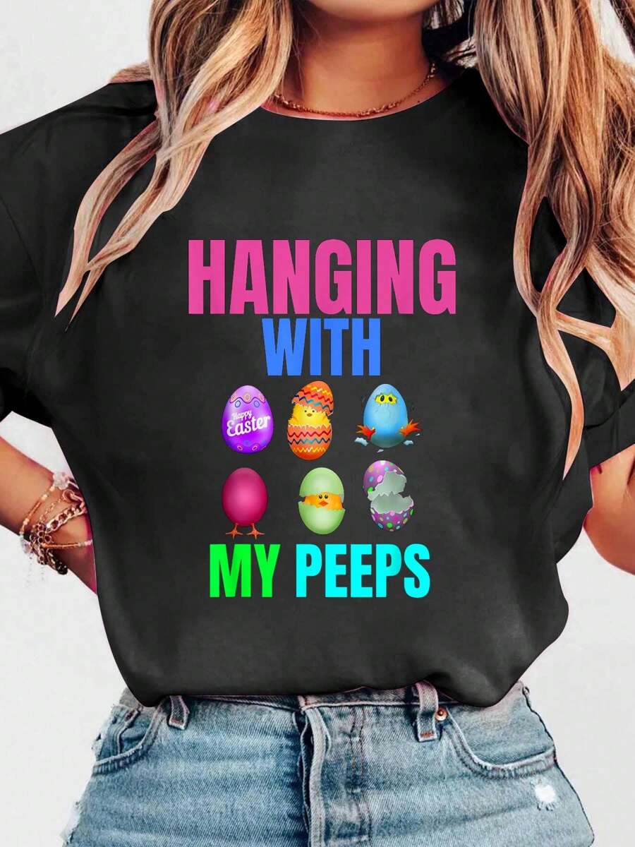 Unisex T-Shirt Print Crew Neck Casual T-Shirt Short Sleeve Sports Top, Smart Casual/Street Style Women's Clothing