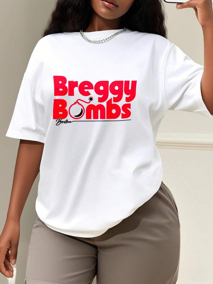 Oversized Style For Women, Alex Bregman Boston Red Sox Breggy Bombs Shirt, Funny Popular Tee, Retro T-Shirt, Oversize Type Shirt For Women, Perfect For Holiday Parties Or Gift Giving, Soft And Comfortable