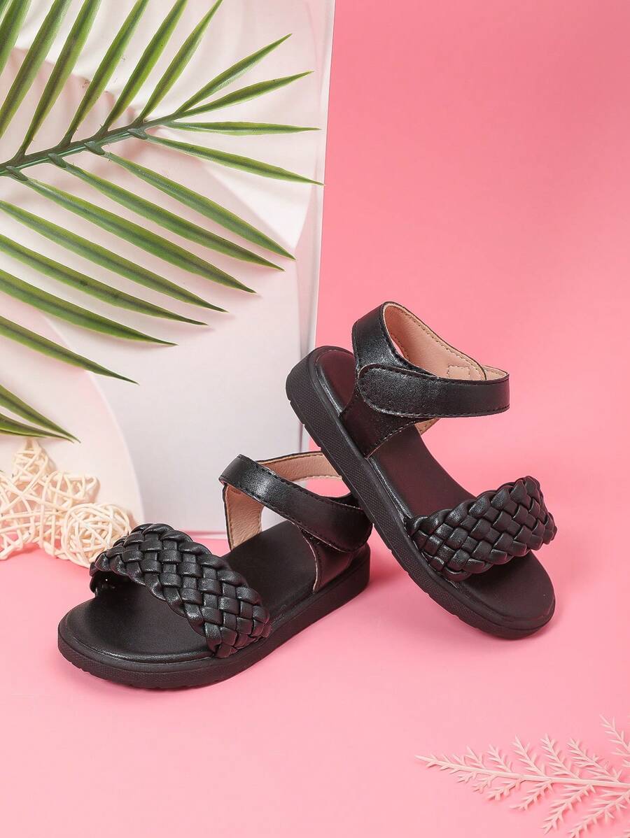 1 par de nuevos sandalias para bebé niña con cierres tejidos, zapatos con cierre de gancho y bucle, aptos para primavera/verano y ocasiones de fiesta
