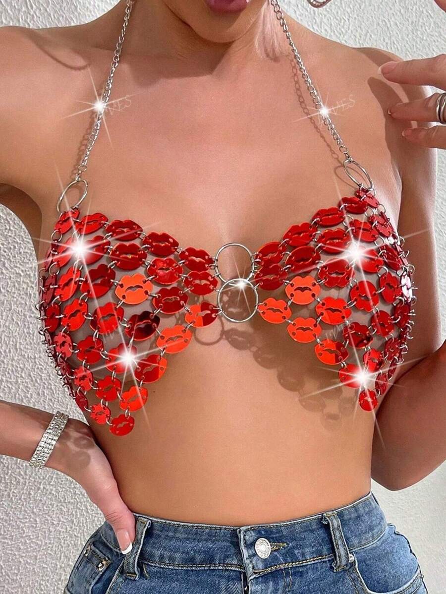 Women's Fashion Music Festival Summer Party Sexy Shiny Camisole