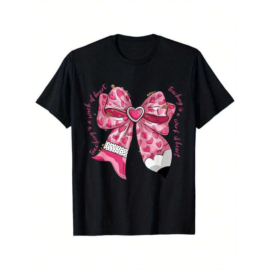 100% Cotton Silhouette Valentine T-Shirt, Loose Style New Unisex Short-Sleeved T-Shirt, Casual And Comfortable