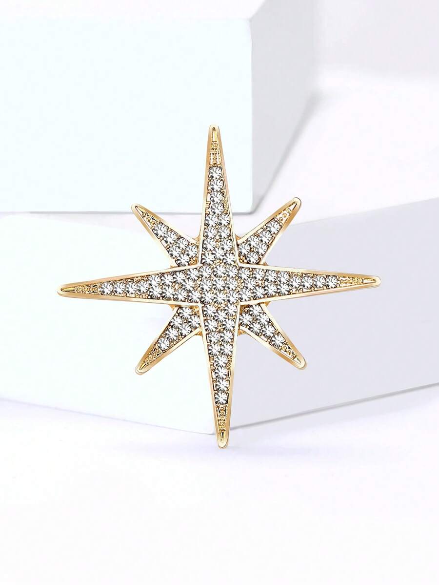 Broche de estrella con rhinestones de moda para mujeres, accesorio de alfiler para vestidos, trajes, fiestas, banquetes y regalos