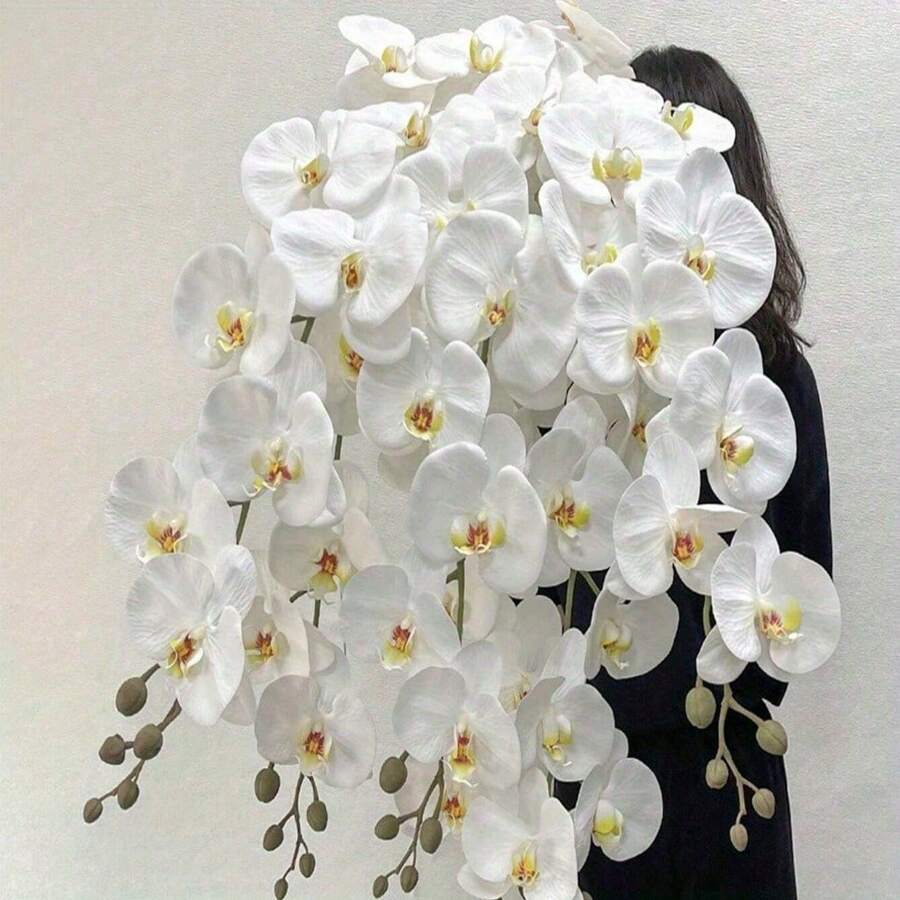 6 piezas de Flores de Orquídea Phalaenopsis Artificial, de unicolor, decoración multiusos simple y práctica