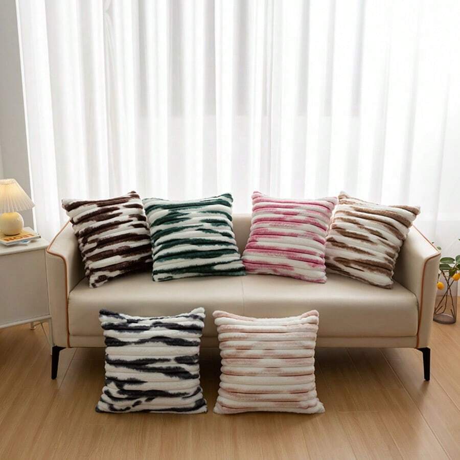 1 szt. 45*45 cm poliestrowa szeroka poszewka na poduszkę z jednostronnego sztruksu barwionego metodą tie-dye Miękka poszewka w paski, oddychająca, wygodna, przyjazna dla skóry i miękka, kolory wysyłane losowo