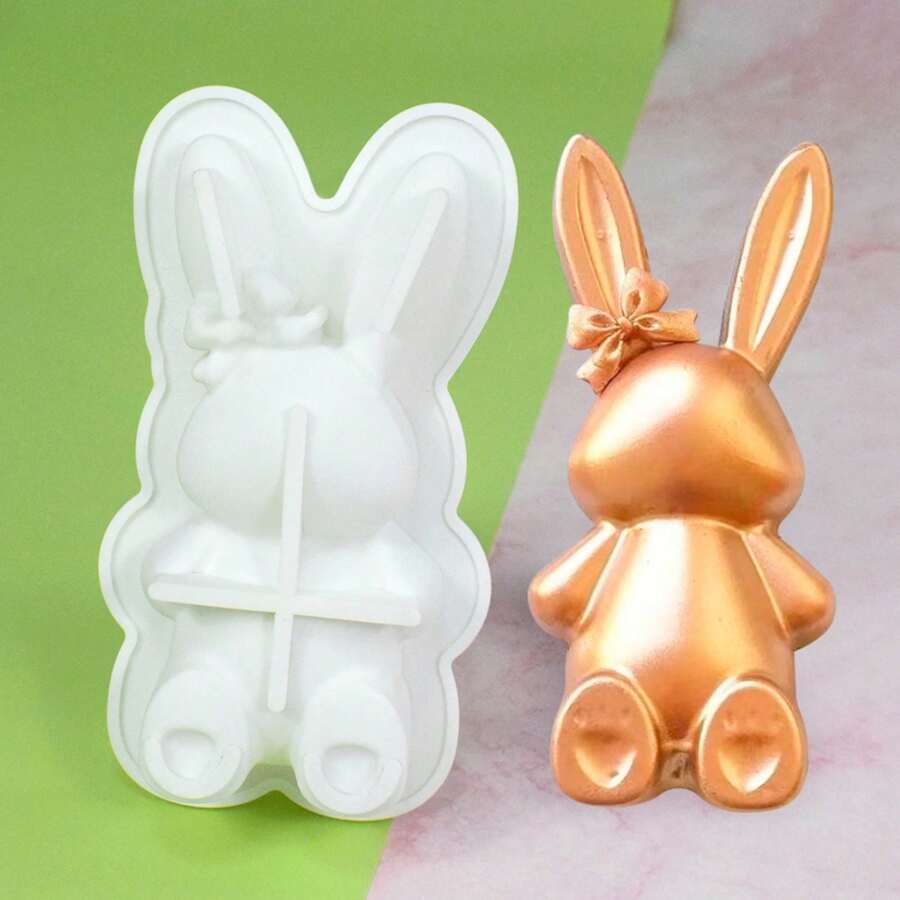 1 Peça Molde Grande de Coelho para Ovos da Páscoa em Silicone para Chocolate, Molde de Silicone em Forma de Ovo de Páscoa de Coelho, Molde de Assadeira para Bolo de Coelho da Páscoa, Molde de Chocolate Quebradiço de Coelho Goma