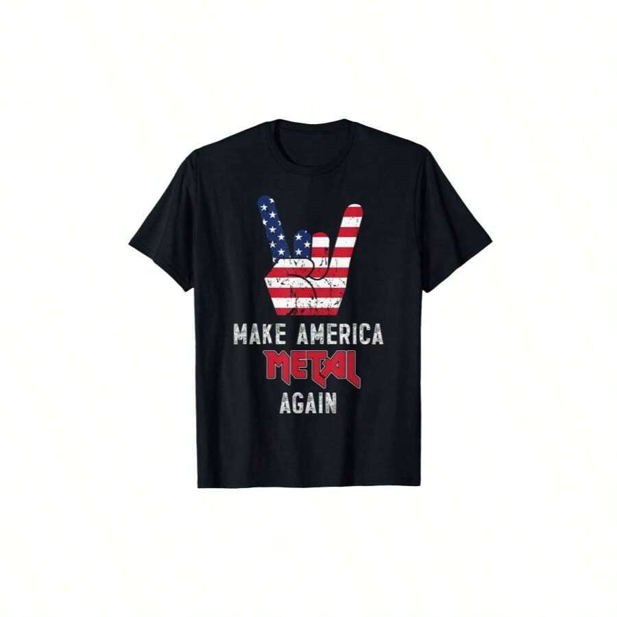 Heavy Metal Rock Music USA Flag Make America Metal Again T-Shirt