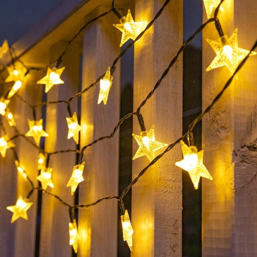 1 pièce Guirlande d'étoiles solaires pour la décoration extérieure et l'éclairage de jardin - Lumières LED polyvalentes pour la décoration de la chambre, la décoration murale et les occasions spéciales, économique, idéal pour créer une atmosphère chaleureuse et accueillante