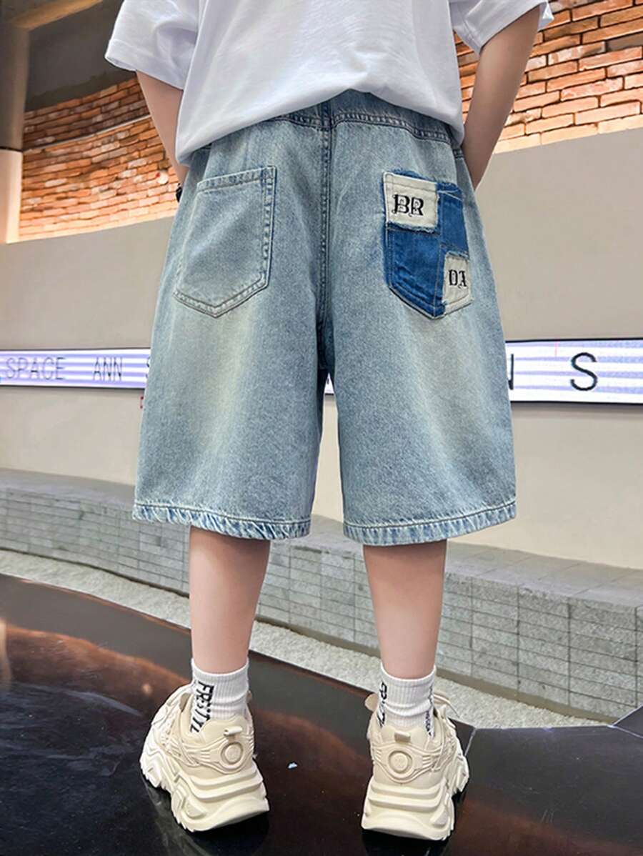Pantalones cortos de mezclilla de verano con estilo minimalista para niño preadolescente